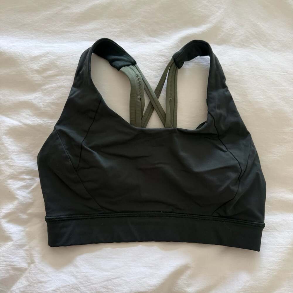Lululemon Free to Be Elevated Sports Bra Black Green Size 4